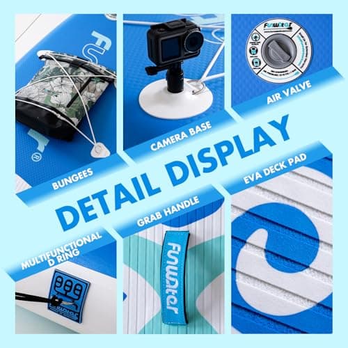 FunWater 10'6×33"×6" Inflatable Stand Up Paddle Board with Premium SUP Paddleboard Accessories, Wide Stable Anti-Slip EVA Deck,Paddle Boards for Adults & Youth of All Skill Levels - Thumbnail 3