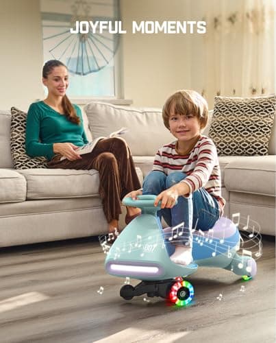 FanttikRide N7 Pro Electric Wiggle Car, Rechargeable Battery, CyberWiggle, 2 in 1 Swing Car, 2 Speeds Max 4 Mph, Anti-Rollover, Flashing Wheels, Bluetooth, for Ages 3 and Up, 150 Lbs, Glacier Blue - Thumbnail 5