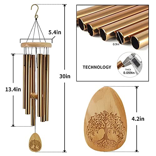 Astarin Windchimes Outdoors with Engraved Lifetree, 30 Inch Memorial Wind Chime for Outside, Sympathy Wind Chime for Loved One, Outdoor Wind Chimes for Mother, Bronze Wind Chimes. - Thumbnail 3