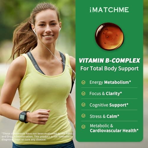 iMATCHME Methylated B Complex Liquid Drops - Max Absorption L-Methylfolate (L-5-MTHF), Vitamin B12 Methylcobalamin, B6 - with Ashwagandha & Saffron for Energy, Focus & Brain Health - Vegan, 2 Fl Oz - Thumbnail 2