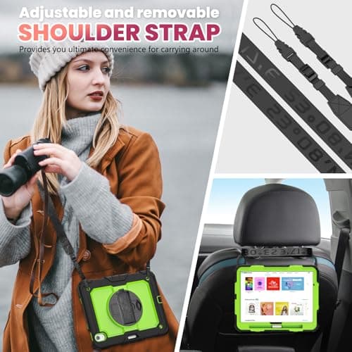 WEGLS Case for iPad Air 11 inch Case (M3 2025/ M2 2024)/ for Air 6th Generation with Screen Protector Pencil Holder, 360 Rotating Hand Strap & Stand, Green - Thumbnail 6