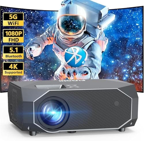 Projector with 5G WiFi and Bluetooth Native 1080P 4K Support, Outdoor Projector, Portable Home Theater Projector for iOS/Android/TV Stick/Laptop/HDMI/USB - Image 1
