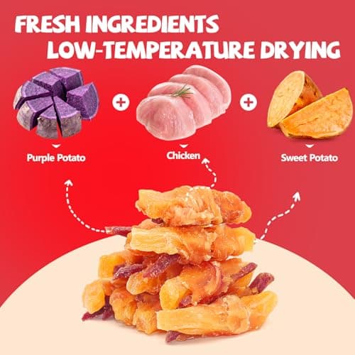 Dog Treats Chicken Wrapped Double Sweet Potato Containing 1% Taurine High-protein Dog jerky Meat Dry Dental Care Snack Suitable For Small, Medium Large Dogs For Eating Training Rewards. 14.11 Oz - Thumbnail 3