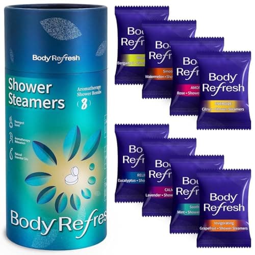 BodyRefresh Shower Steamers Aromatherapy 8 Pack - Birthday Gifts for Men Him, Easter Basket Stuffers, Shower Bombs with Natural Esseential Oils for Home Spa Relaxation, Stress Relief, Self Care