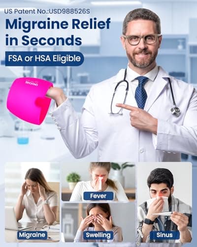 Migraine Relief Cap, ONLYCARE Headache Relief Cap, Soothing Migraine Mask, Odorless Gel Ice Head Wrap, Hot & Cold Therapy, Reusable Ice Pack for Tension and Stress (ROS Red) - Thumbnail 2