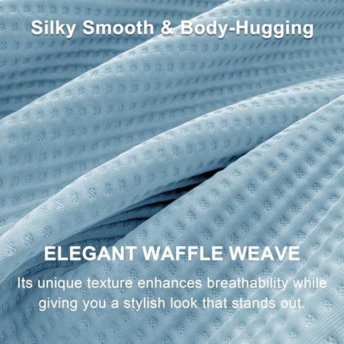 WQSPRING Waffle Cooling Blanket for Hot Sleepers, Queen Size Soft Bed Weighted Blankets, All Season Ice Blanket for Couch Bed Chair (Blue, 92" x 92") - Thumbnail 5