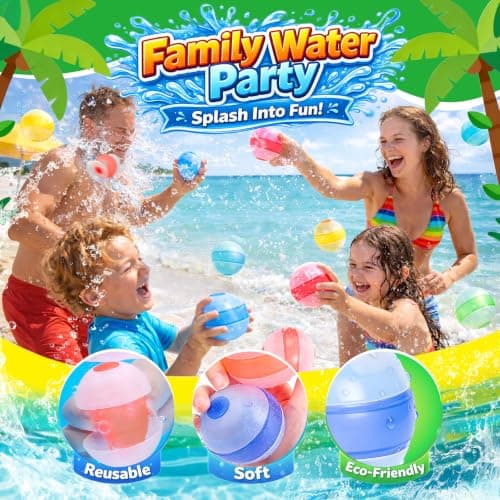 Reusable Water Balloons - 18 Pack Silicone Splash Balls No Magnets, Slef-sealing Quick Fill Water Bombs, Leak-Proof Summer Toys for Pool Beach Backyard - Thumbnail 5