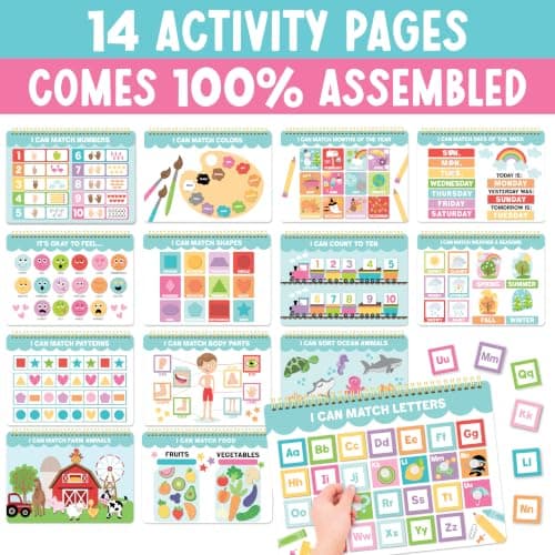Hadley Designs My First Busy Book Screen Free Activities for Toddlers 3-5 - Toddler Busy Book Velcro 174pcs, Preschool Learning Activities, Quiet Time Travel Airplane Car Road Trip Essentials Kids 4-8 - Thumbnail 3