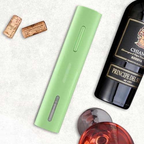 COKUNST Battery Wine Opener, Automatic Corkscrew with Foil Cutter Gift for Home Wedding Party Green - Thumbnail 4