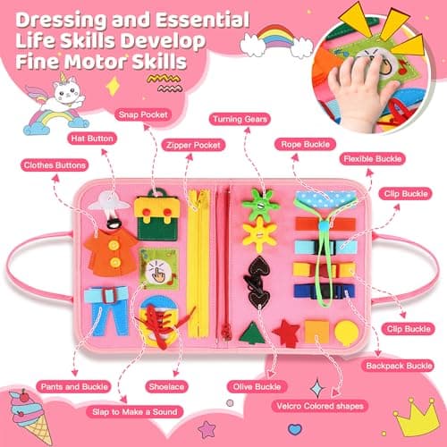 AJsupojouet Toddler Busy Board，Busy Book Montessori Toys，Toys for 3 Year Old Girl Birthday Gift，Sensory Bins Toys，Learning Toys，Preschool Learning Activities Book Airplane Travel Essential Kid Toys - Thumbnail 2