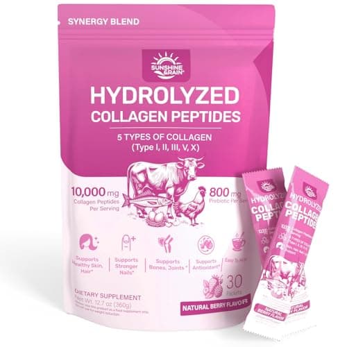 Multi Collagen Peptides Powder for Women – 10g Hydrolyzed Collagen Type I, II, III, V & X with Biotin, Hyaluronic Acid & Prebiotics | Hair, Skin, Nail & Bone Support | Berry Flavor | 30 Stick Packs - Image 1