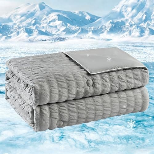 Cooling Comforter Queen Size 90"x90", Dual-Sided Seersucker & Q-Max>0.4 Cooling Blanket, Breathable Fabric for Hot Sleepers Night Sweats Menopause & Sensitive Skin, All Season Pet Friendly, Dark Grey - Image 1