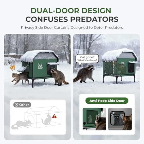 Apasiri Heated Outdoor Cat House for Winter: Insulated with Heating Pad, Indestructible Weatherproof Winter Shelter, Elevated Support to Keep Interior Dry for Stray Cats, Small - Thumbnail 5