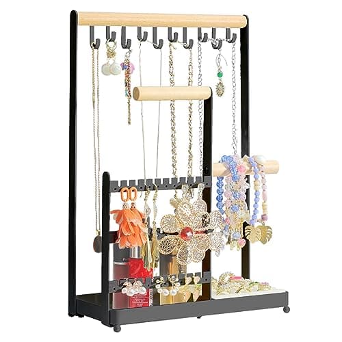 coobest Jewelry Organizer, Jewelry Holder Organizer w/36 Earring Organizer and 10 Necklace Holder, Velvet Ring Holder & Jewelry Dish,Jewelry Display Stand for Room Decor, Mother‘s Day Gifts for Mom - Image 1
