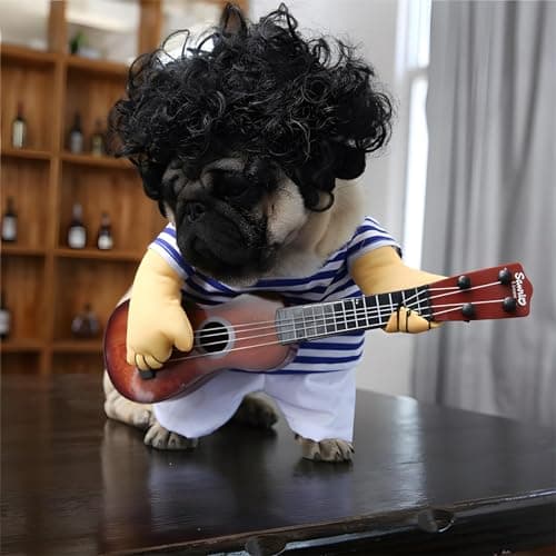 NACOCO Pet Guitar Costume Dog Costumes Cat Halloween Christmas Cosplay Party Funny Outfit Clothes (L) - Thumbnail 3