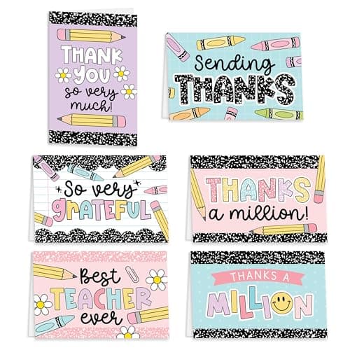 Hadley Designs Teacher Thank You Cards with Envelopes -24 Teacher Appreciation Cards Bulk, Cute Thank You Notes from Students, Teacher's Day End of School Year Christmas & Valentines Card for Teachers - Image 1