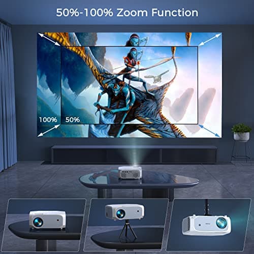Projector with 5G WiFi and Bluetooth Native 1080P 4K Support, Outdoor Movie Projector, Portable Home Theater Projector for iOS/Android/TV Stick/Laptop/HDMI/USB - Thumbnail 6
