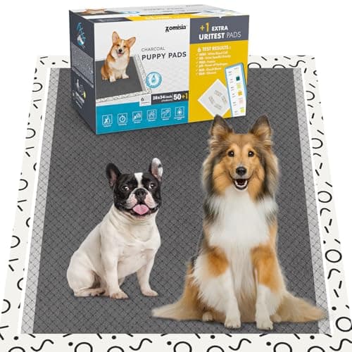 ZOMISIA Charcoal Puppy Pee Pads for Dogs Extra Large, 28"x34" 50 Counts + 1 Extra Health Monitoring Pad - XL Dog Potty Training Pads Disposable, Odor-Control, Super Absorbent & Leak-Proof - Image 1