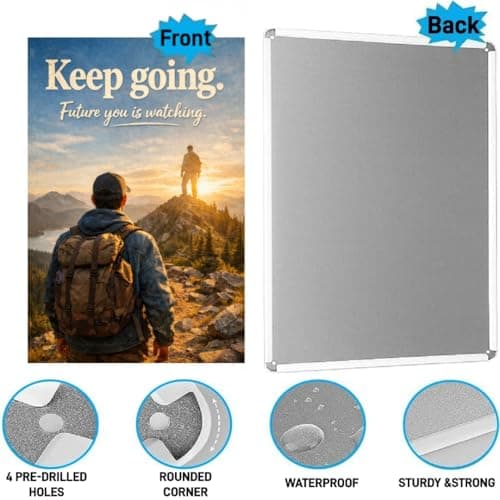 Vintage Tin Sign - Keep Going, Future You is Watching – Motivational Metal Art Poster for Home, Office, Gym, Workshop – Inspirational Quote for Persistence & Success – 8x12 Inch - Thumbnail 5
