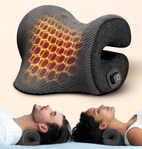 DEMACAT 3s Heated Neck Stretcher for Pain Relief, Graphene Heating Pad, Odorless Neck Cloud Cervical Traction Device Chiropractic Pillow for Shoulder, Christmas Gifts for Women, Men, Mom, Dad (Black) - Image 1