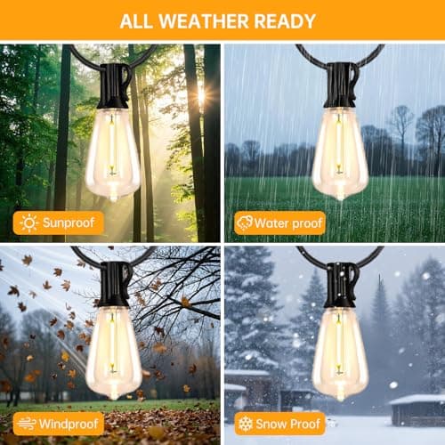 CRLIVOING Solar String Lights Outdoor Waterproof, 100FT Solar Powered Outdoor Lights with Remote, 52 Shatterproof with Edison Bulbs, LED String SolarLights for Garden, Backyard, Parties - Thumbnail 5