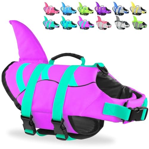 Fragralley Shark Dog Life Jacket, Easy to Put on Dog Life Vest for Swimming and Boating, Vibrant & Adjustable Dog Life Preservers for Small Medium Large Dogs, Suit to Swim, Fish, Beach, Surfing - Image 1