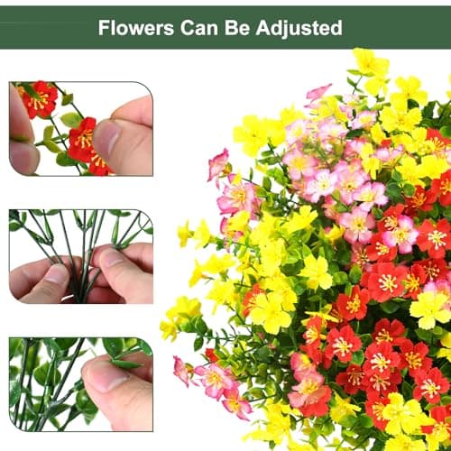 trytuny Artificial Flowers for Outdoor, UV Resistant Realistic Fake Flowers and Faux Plants for Indoor Outdoor, Garden Patio Porch Window Box Decor All Year - Thumbnail 2