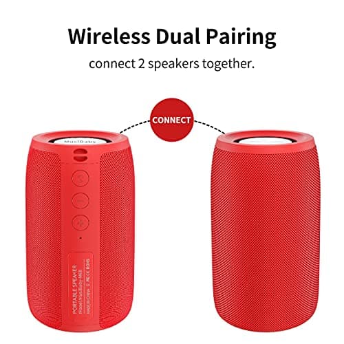 Musibaby Bluetooth Speaker, Wireless,Outdoor, Waterproof,Portable Speaker,Dual Pairing, Bluetooth 5.0,Loud Stereo,Booming Bass,24H Playtime for Home&Party,Gifts(Pure Red) - Thumbnail 5