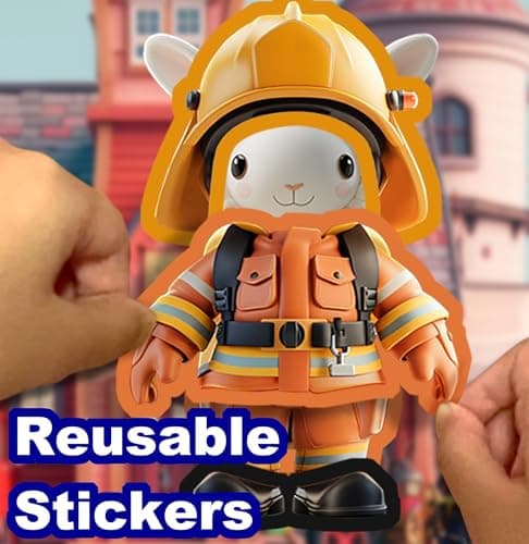 Dino Fun Animal Dress-up Sticker Book for Kids, Reusable Sticker Book for Toddlers 2-4 Years,12 Animals+Over 200 Cloths & Accessories,Sticker Dress up - Removable Sticker Activity Book for Girls - Thumbnail 4