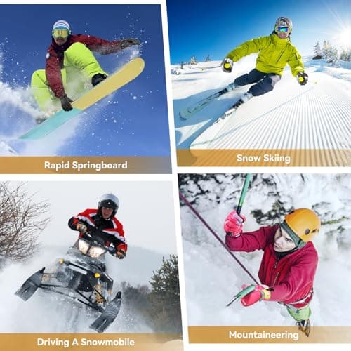 Pnosnesy Ski Gloves,Winter Snow Waterproof Gloves Touchscreen Skiing & Snowboarding Cold Weather Glovess,Fits Both Men & Women,for ParentChild Kids with Wrist Strap - Thumbnail 4