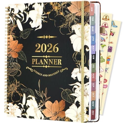 2026 Planner Weekly and Monthly Daily Calendar Planners 8.5 x 11, Jan 2026-Dec 2026, Hard Cover Large Yearly Agenda with Stickers & Tabs for Women Work Home- Green Floral - Image 1