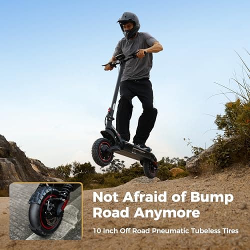 iScooter Electric Scooter, 1000W E Scooter, 50 Miles Long Range & 38 MPH Top Speed, 10" Off-Road Vacuum Tire Scooter for Adults with Turn Signals, Double Braking Systems, APP and Storage Bag - Thumbnail 4