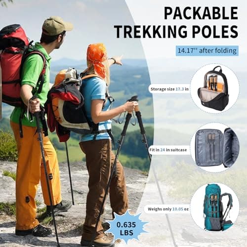 ISTATSO Portable Foldable Hiking Poles, 7075 Aluminum Adjustable Walking Sticks with Quick - Lock, Ideal for Hiking, Camping, and Mountain Trips 2pc Trekking Poles - Thumbnail 2