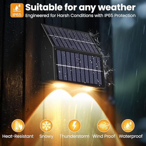 artcool Solar Fence Lights Outdoor with Dual Panels – Fence Light Solar Powered Weatherproof LED Solar Lights Outdoor for Yard,Patio,Wall,Steps-Stable Charging for All Seasons(8 Pack) - Thumbnail 5