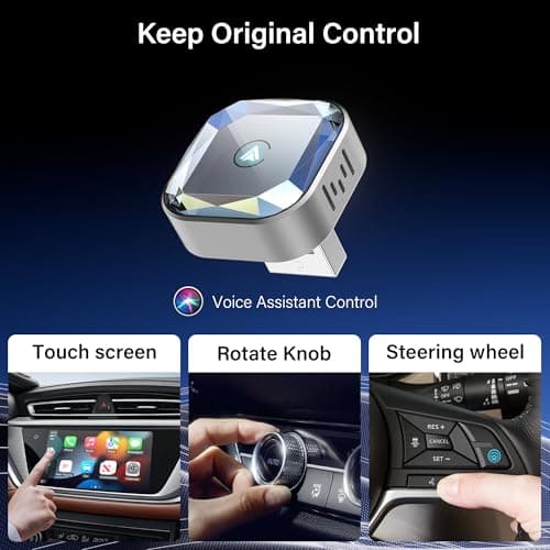 Wireless CarPlay Adapter for Apple iPhone & Android Auto Dongle Plug and Play 2-in-1 Wireless Dongle Bluetooth 5.4 Car Play Adapter Mini Sized & Diamond-Like Styled - Thumbnail 4