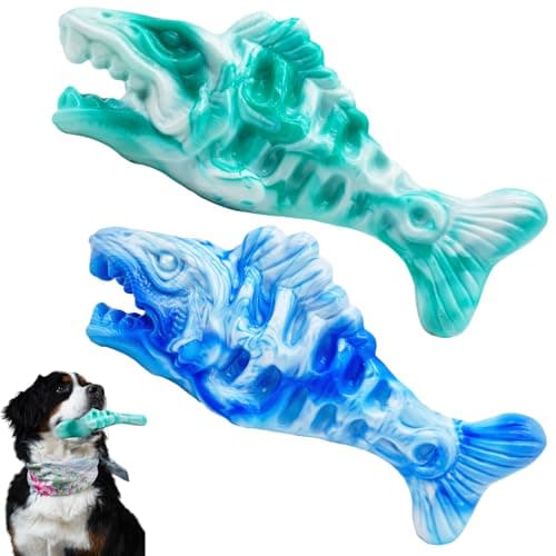BoYoYo Tough Dog Toys for Aggressive Chewers 2 Pack, Indestructible Dog Toys to Keep Them Busy, Beef Flavor, Nylon Dog Chew Toys for Small, Medium and Large Dogs, Blue & Green - Image 1