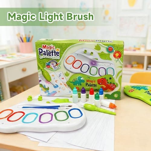KnwkUY Kids Magic Set,Magic Light Brush,Essential Easter Basket Stuffers & Gifts, Girls Boys Toys Age 4,Gift Pattern Hollow Mold - Thumbnail 2