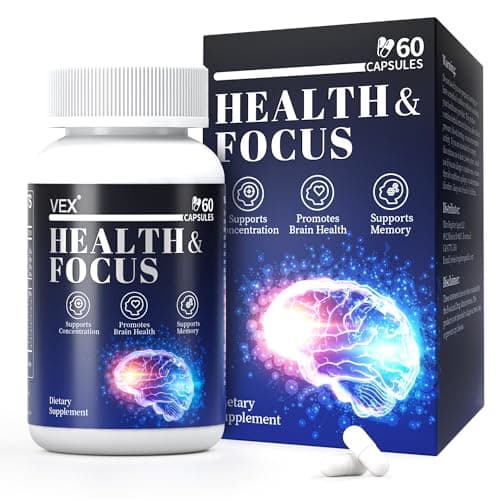 VEX Brain Supplements for Memory and Focus Contain Vitamin B12 folic Acid acetylcysteine Purslane Lion's Mane Mushroom and Ginkgo biloba extracts—for Brain Health 60 Capsules - Image 1