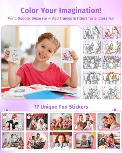 Instant Camera, Dual-Lens Kids Camera Instant Print for Boys Girls Christmas Birthday Gifts, 1080P Digital Cameras for Kids Teens with Print Paper, 32GB Card, Toddle Toy for Age 4-12 Years(Purple) - Thumbnail 5