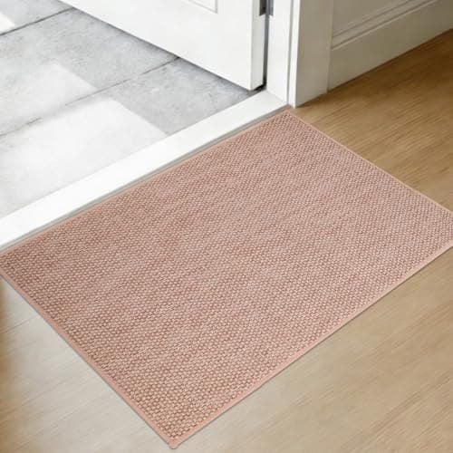Indoor Door Mat 17"x30" - No Creases Entryway Mat, Low-Profile Dirt Trapper Front Door Mat for Inside Entrance, Non Slip Rubber Backing Inside Doormat for Entryway, Easy Clean Washable (Khaki) - Image 1