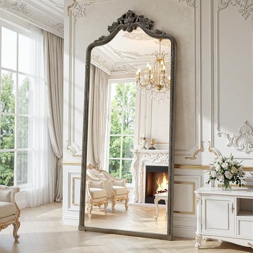 71"x32" Bronze Arched Full Length Mirror with Stand, Full Body Mirrors for Leaning or Hanging, Traditional Ornate Vintage Floor Mirror,Baroque Antique Long Mirrors for Wall,Decor, Living Room, Bedroom - Image 1