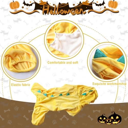 NACOCO Halloween Dog Dinosaur Costume - Pet Clothes Design Hoodie Yellow for Medium & Large Dog(Yellow, 2XL) - Thumbnail 2