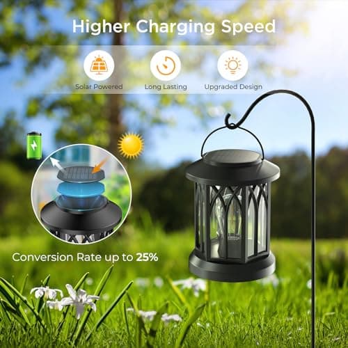 WdtPro 4 Pack Solar Lantern Outdoor Lights, Upgraded Bright Solar Lanterns Outdoor Waterproof, Hanging Solar Powered Lantern Over 12Hrs Lights for Outside Garden Yard Patio Tree Path Decor - Thumbnail 2