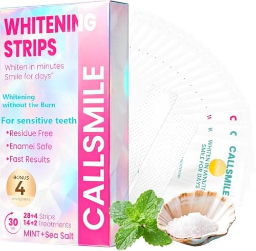 CALLSMILE Whitening Strips for Teeth Sensitive: 32 Strips Gentle Teeth Whitening Strips Enamel Safe Non-Slip Dry Strip Technology Residue Free Daily Oral Care, Mint - Image 1