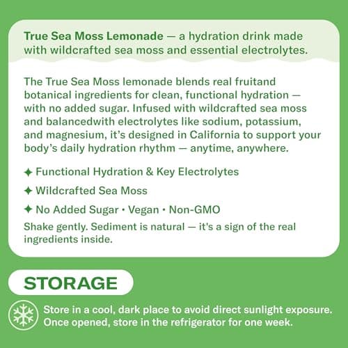 Watermelon Peppermint Sea Moss Electrolyte Lemonade – Cool & Refreshing Hydration Drink – Sea Moss & Electrolytes – 4 x 12 fl oz Bottles – Made in USA - Thumbnail 3