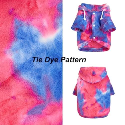 Mklhgty Tie Dye Dog Hoodie, Winter Coat for Small Dogs - Ultra-Soft Adjustable Warm Hood, Breathable Comfort Fabric for Daily Use - Thumbnail 3