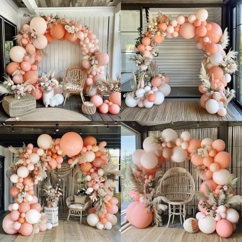 Boho Balloon Garland Arch Kit 162pcs White Sand Macaroon Pink Balloons for Bridal Shower Anniversary Gender Reveal Birthday Party Decorations - Thumbnail 3