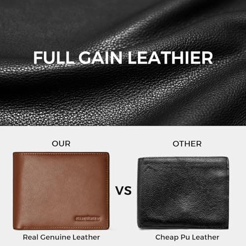 Genuine Leather Wallet for Men 12 Cards Mens Wallet Bifold Rfid Blocking with 2 ID Windows Card Holder Wallet with Gift Box - Thumbnail 2