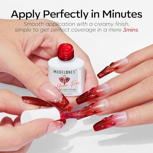 modelones Red Gel Nail Polish Set 6 Colors Burgundy Cherry Dark Red Cat Eye Glitter Color Changing 2026 Spring Hema&TPO Free Gel Polish Kit with Magnet Soak Off Nail Art DIY Gifts - Thumbnail 5