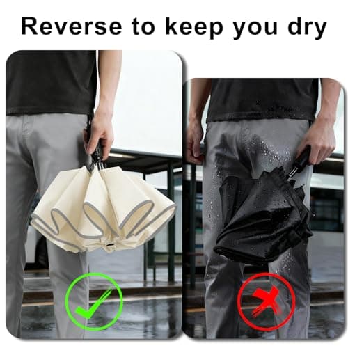 Lejorain Inside Out Umbrella Folding - Inverted LED Umbrellas Automatic Open and Close - Women Rain Umbrella Reverse Folding - Thumbnail 4